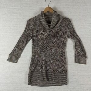 International Concepts Brown Rayon 3/4 Sleeve Cowl Neck Blouse Top Shirt Size M